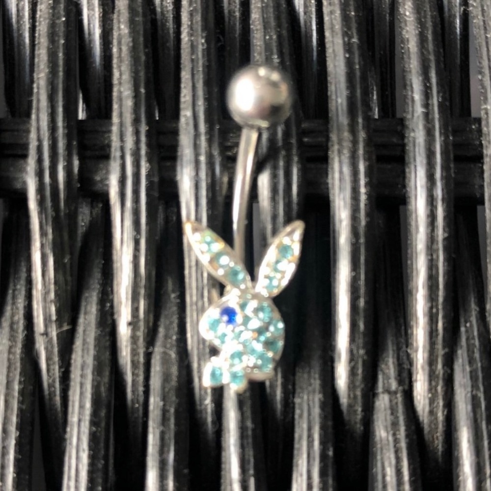 playboy crystal blue eye belly button navel ring